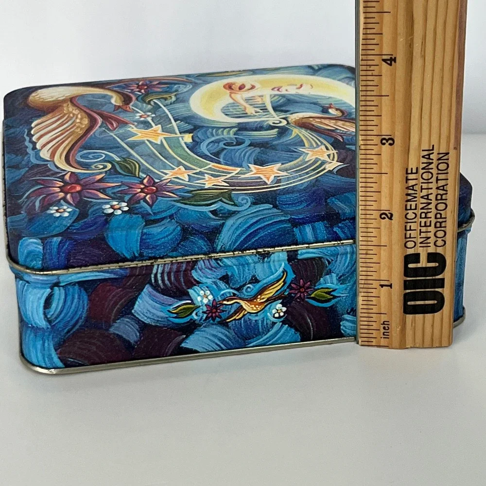 Century Resources Celestial Moon Harp Swans Vintage Square Metal Decorative Tin